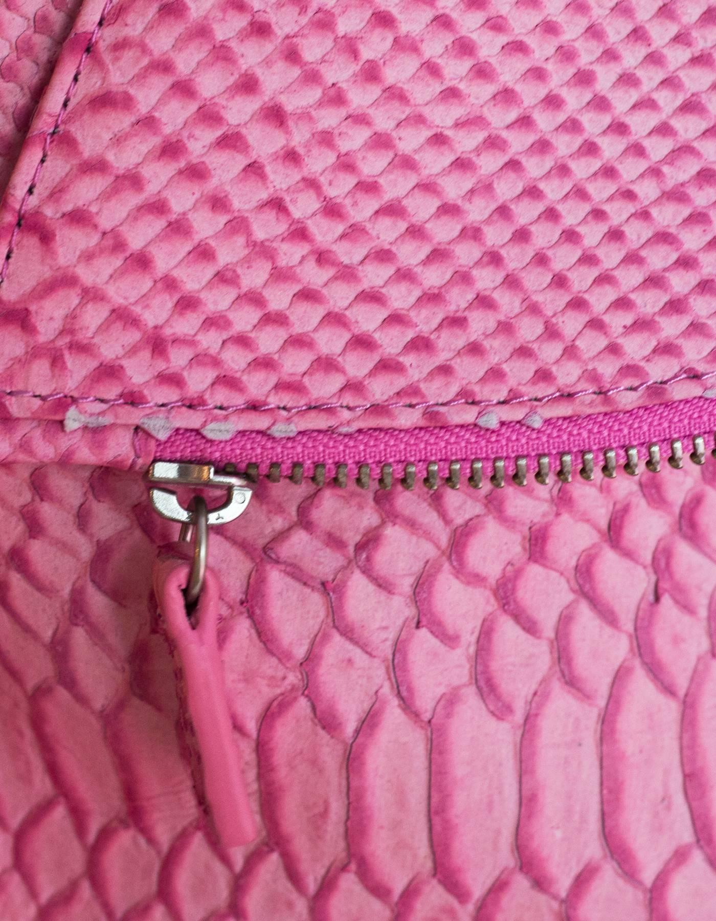 Women's Emily Cho Pink Embossed Snakeskin Folded Clutch Bag,
