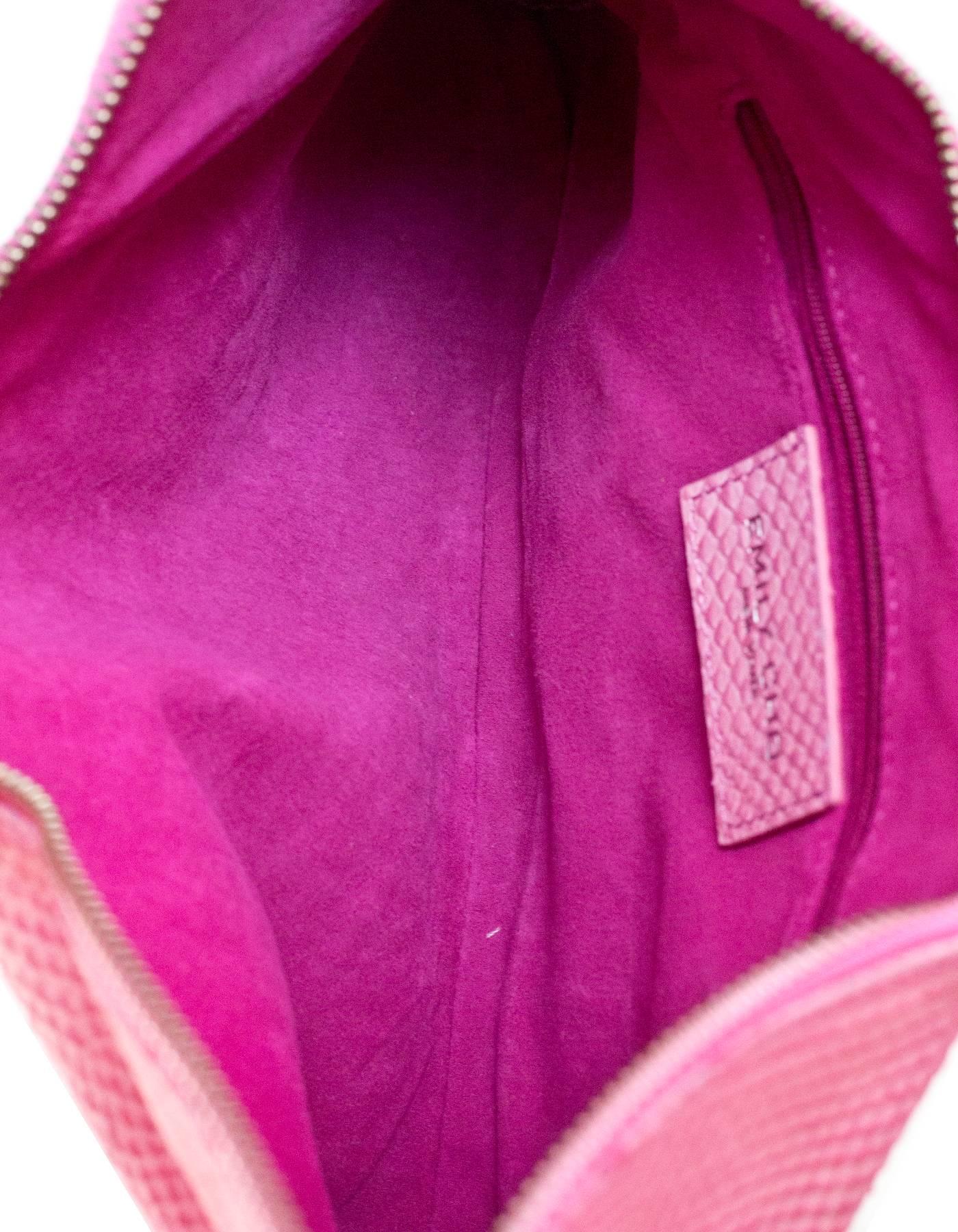Emily Cho Pink Embossed Snakeskin Folded Clutch Bag, 2