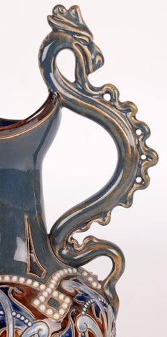 Emily E Stormer Doulton Lambeth Serpent Handled Jug