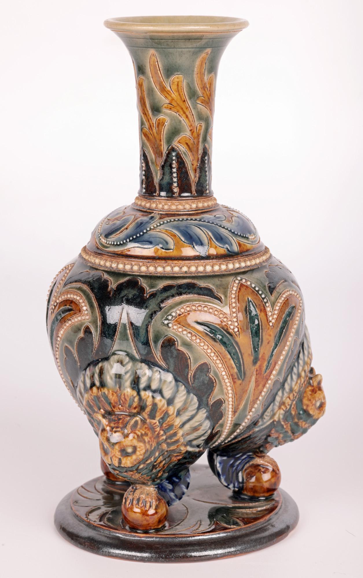 Emily E Stormer Rare Doulton Lambeth Owl Mounted Vase 6