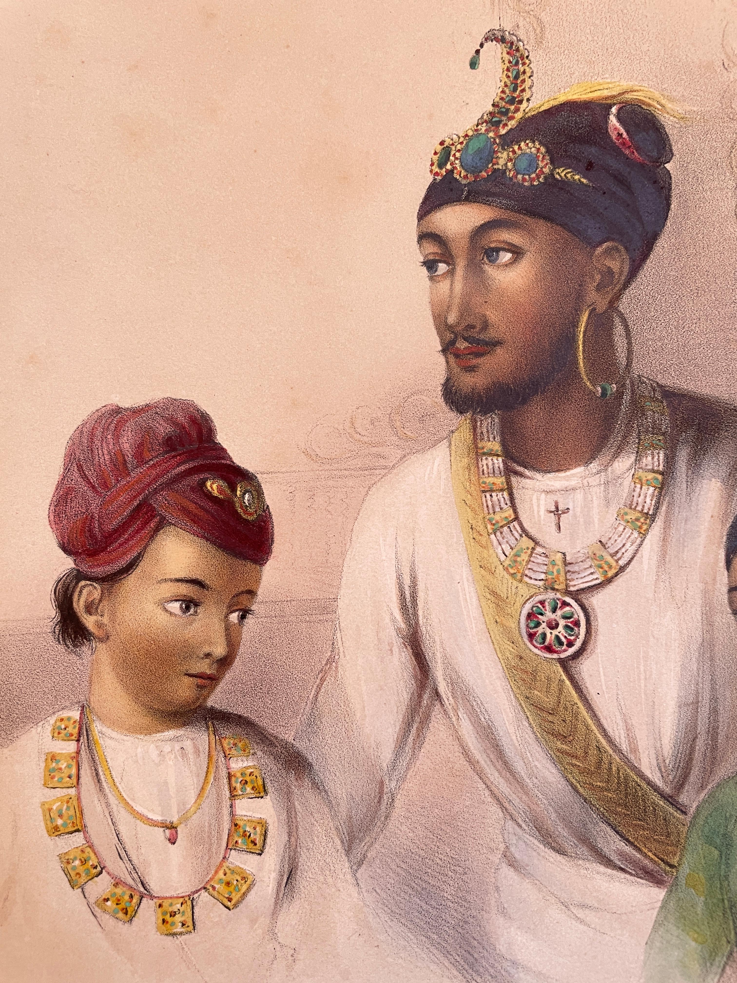 19th Century Hand coloured Rare Lithograph, India, Emily Eden, Raja Nahun & Sons 1