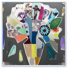 Emily Filler, Bouquet (color block & glitter) collage, acrylic & silkscreen 