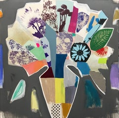 Emily Filler, Bouquet (color block & glitter) collage, acrylic & silkscreen
