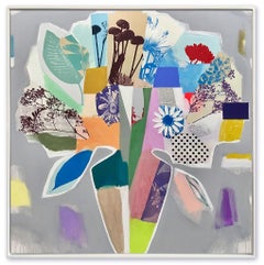 Emily Filler, Bouquet (color block & polka dots) Collage, acrylic & silkscreen 