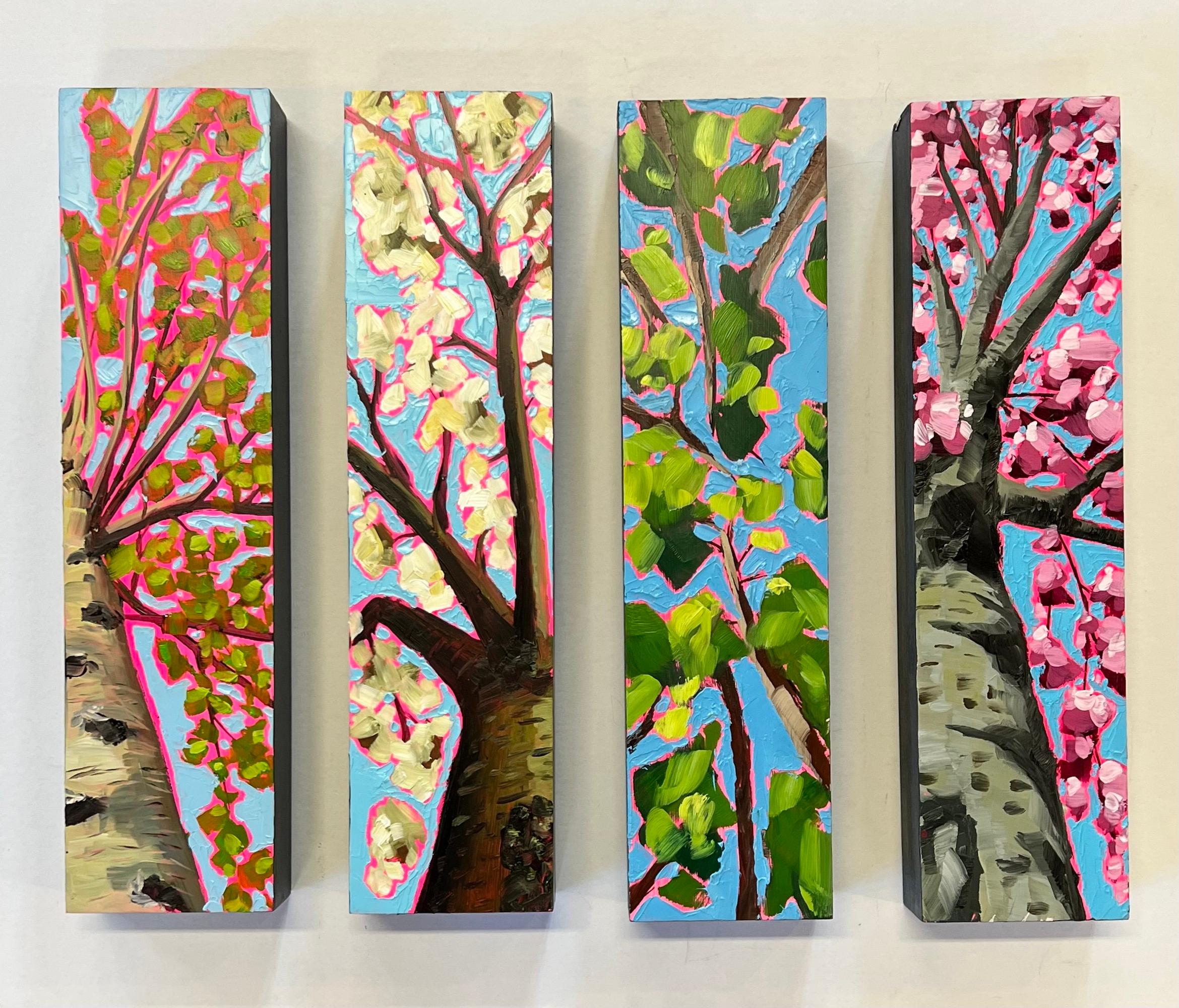 Looking Up Mini Quadtych - Painting by Emily Finch