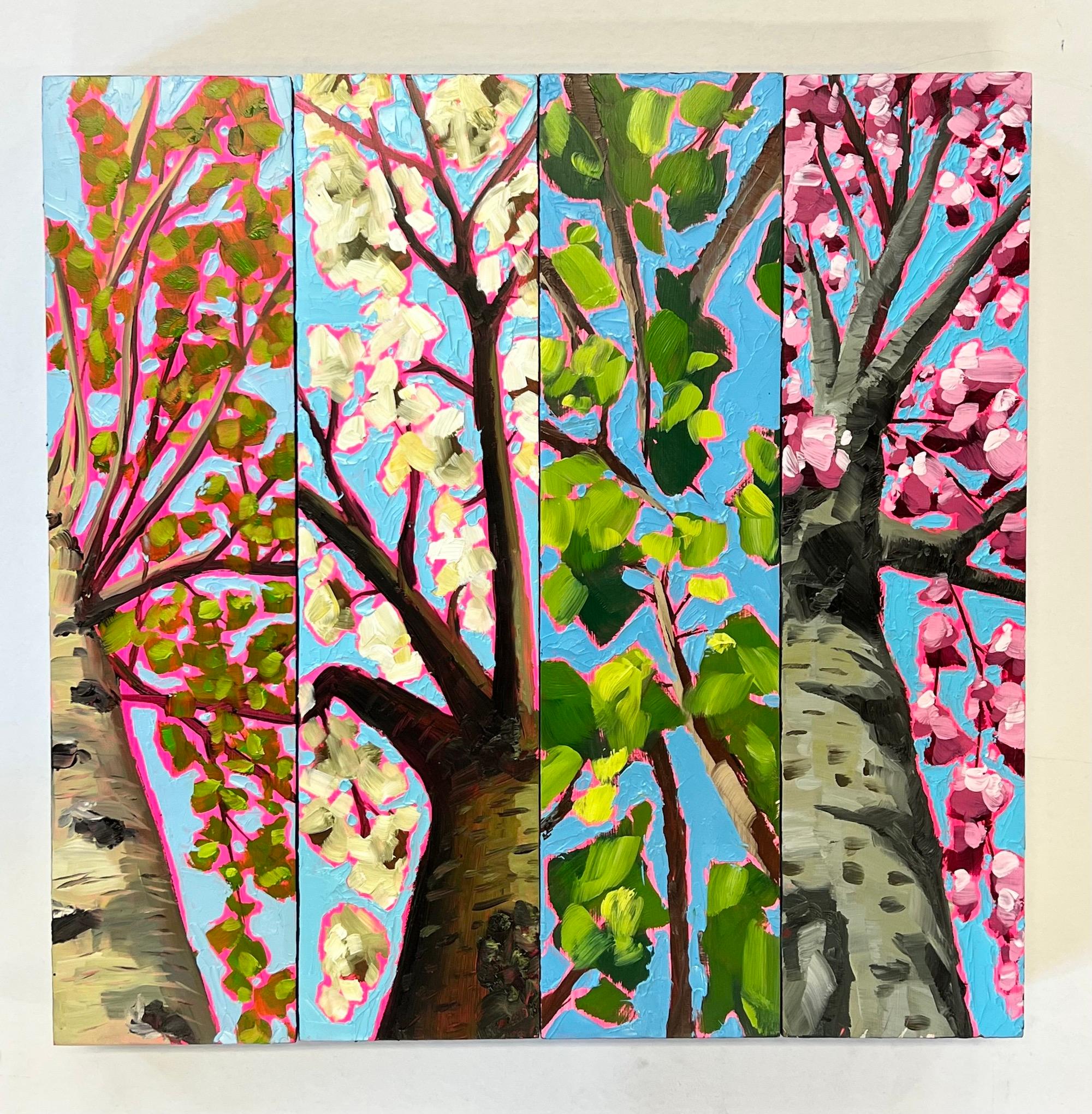 Emily Finch Landscape Painting - Looking Up Mini Quadtych