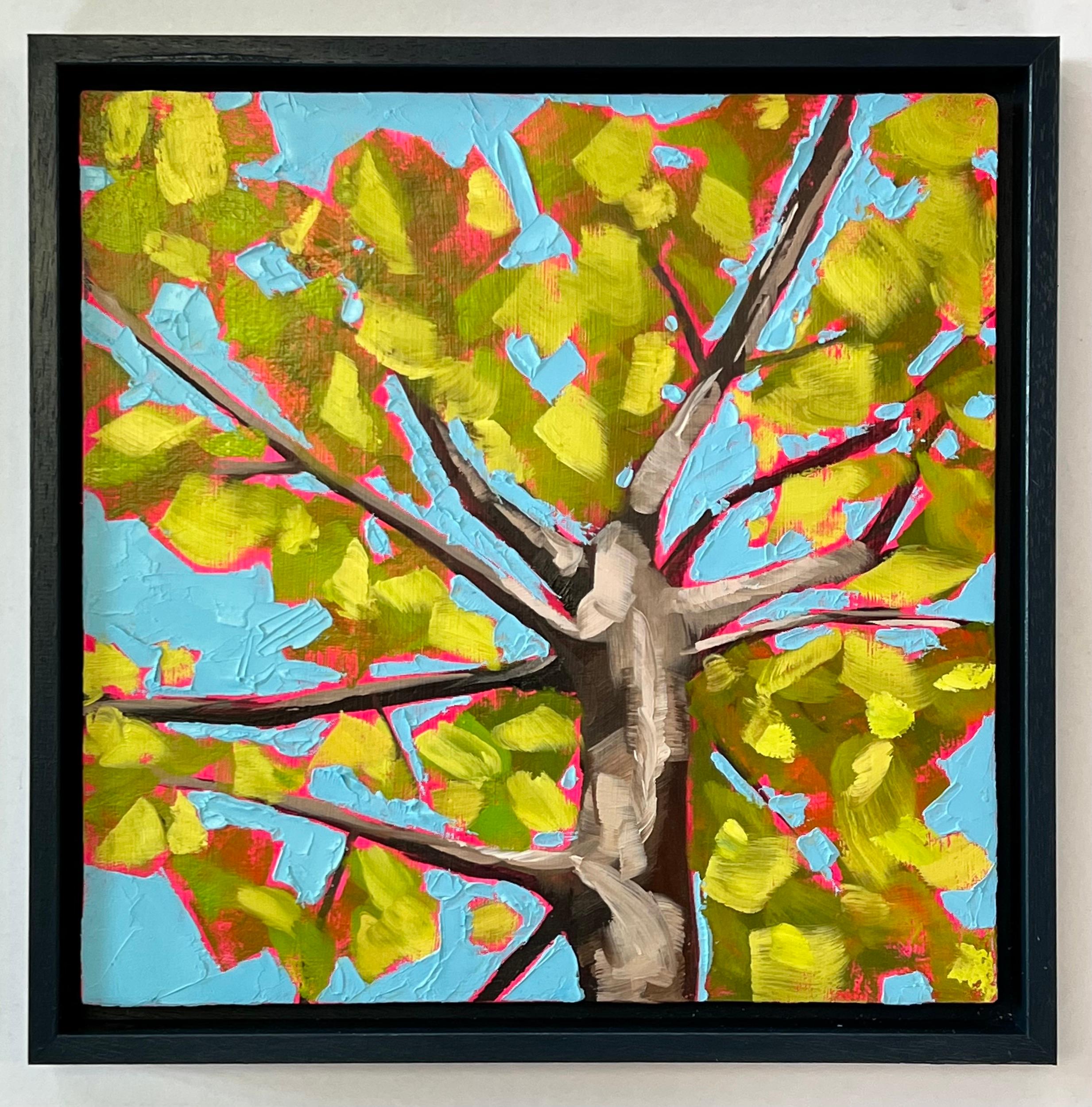 Looking Up Through Bright Green Leaves to Feel Joy  - Painting by Emily Finch