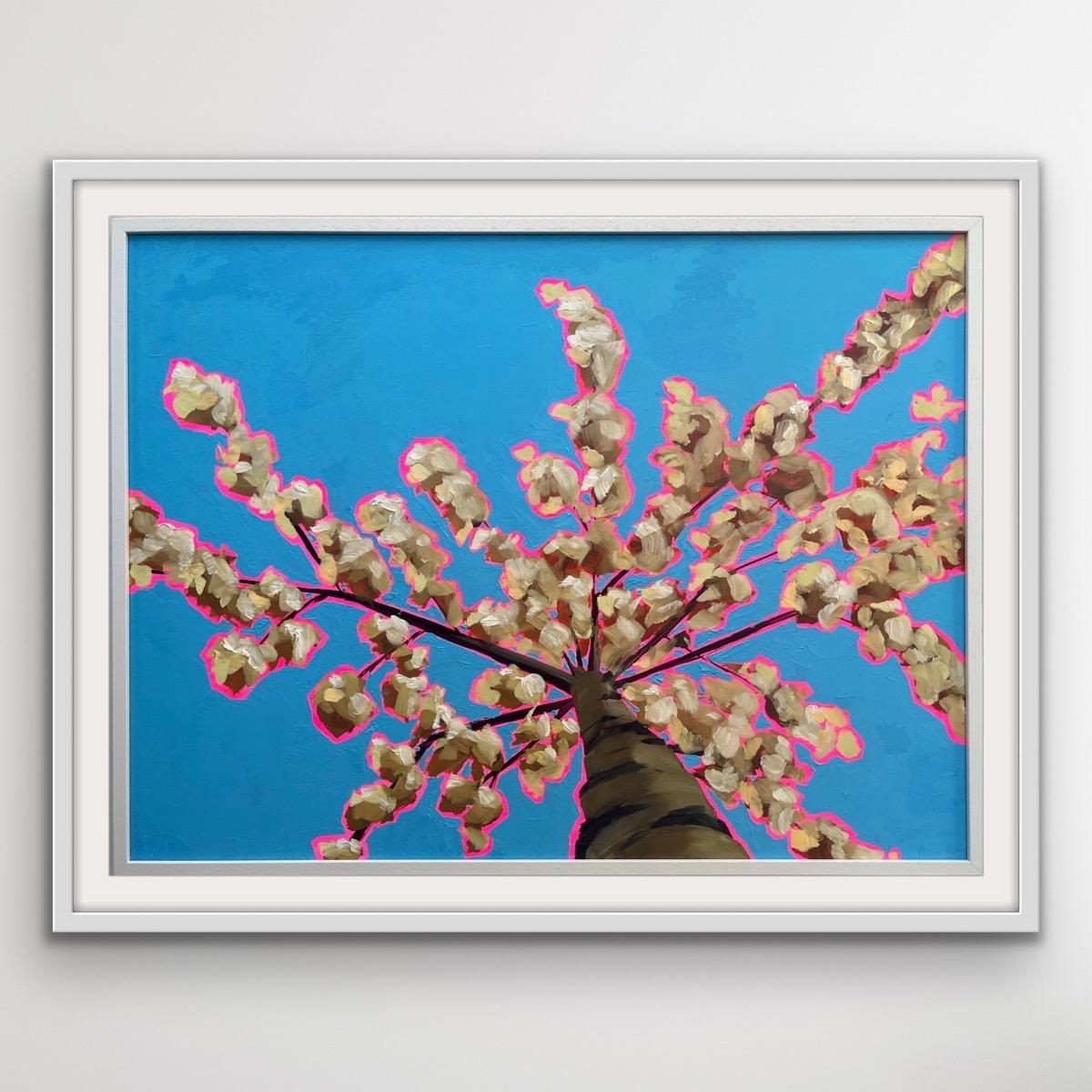Looking Up Through White Blossom to Calm, peinture d'arbre, Paysage Pop Art - Contemporain Painting par Emily Finch