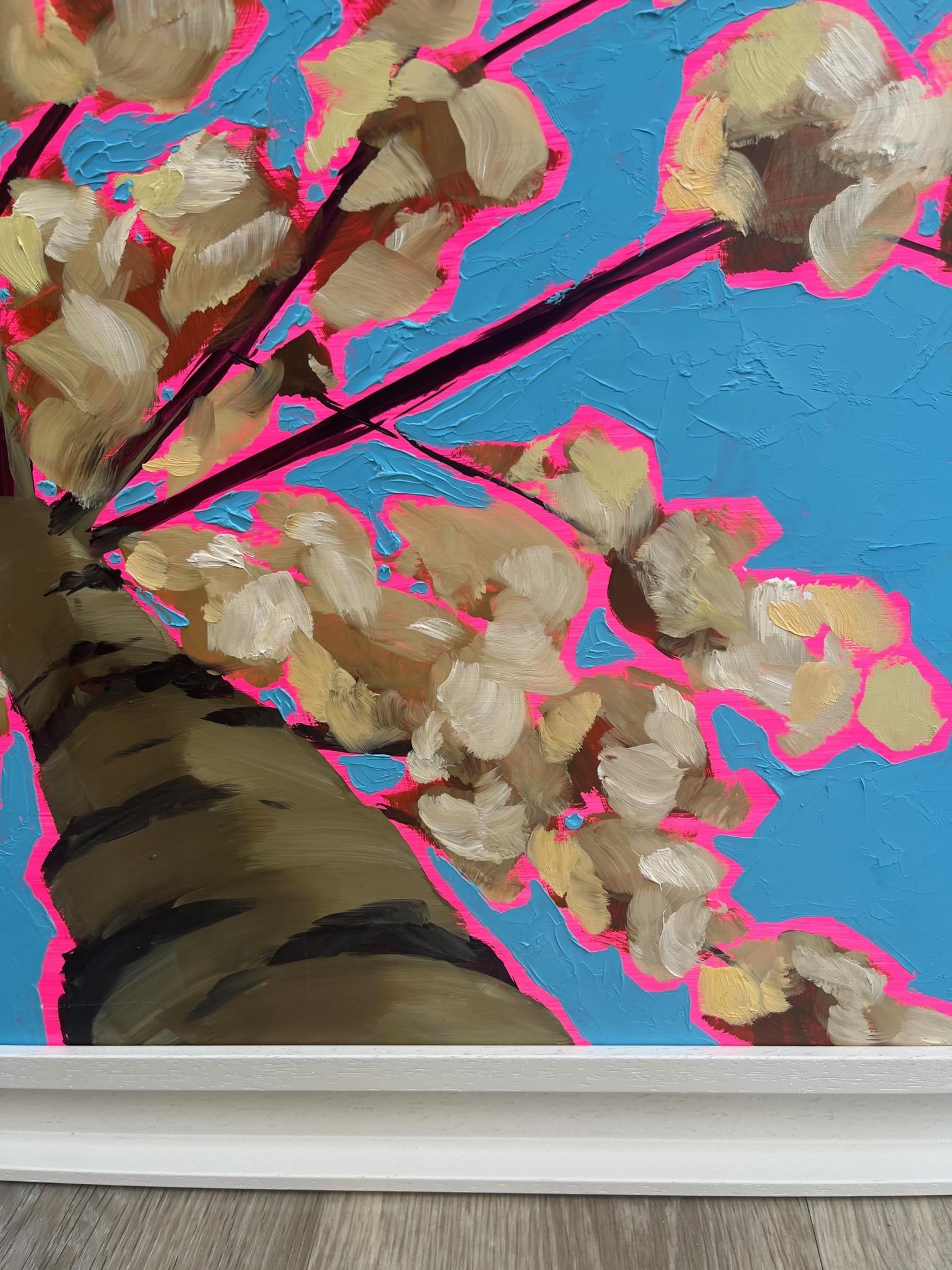 Looking Up Through White Blossom to Calm, peinture d'arbre, Paysage Pop Art en vente 1