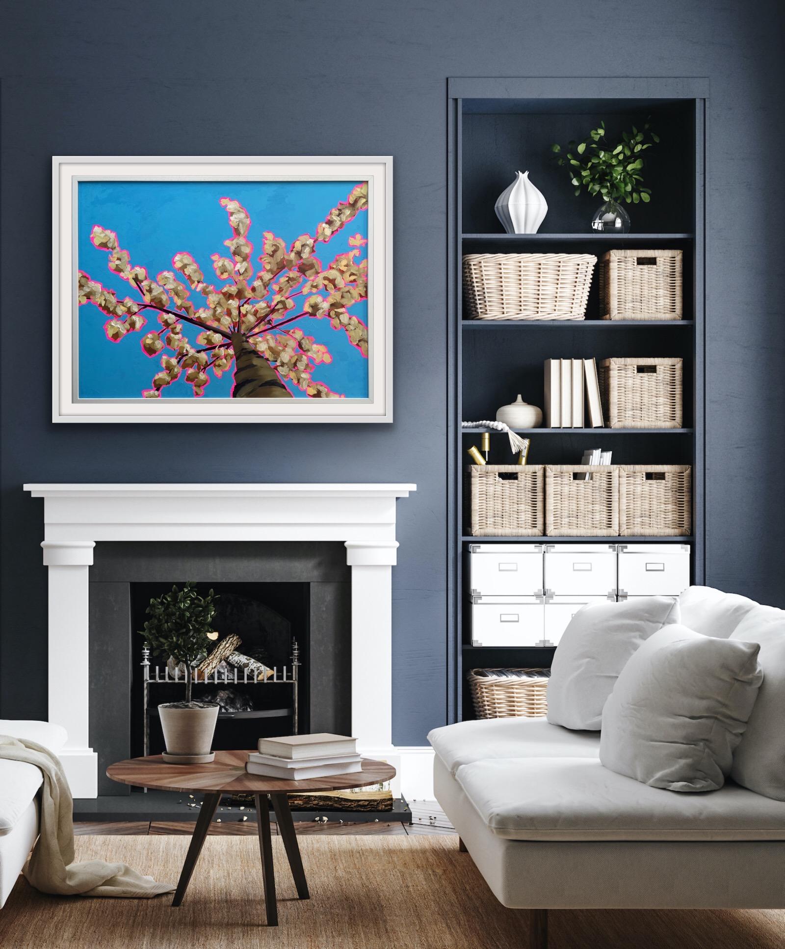 Looking Up Through White Blossom to Calm, peinture d'arbre, Paysage Pop Art en vente 3