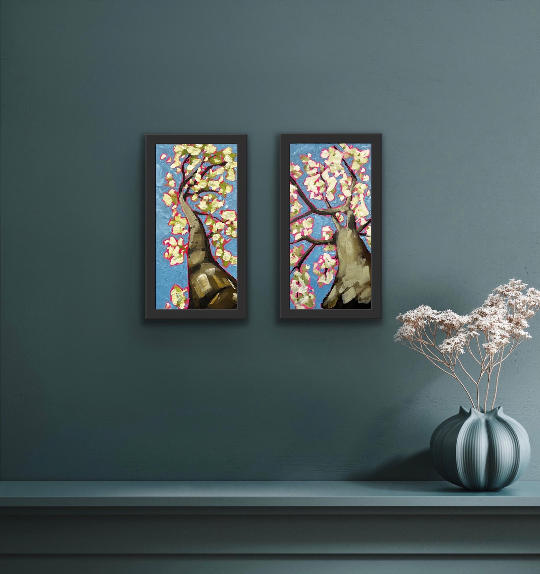 Looking Up Through White Blossoms diptych For Sale 2