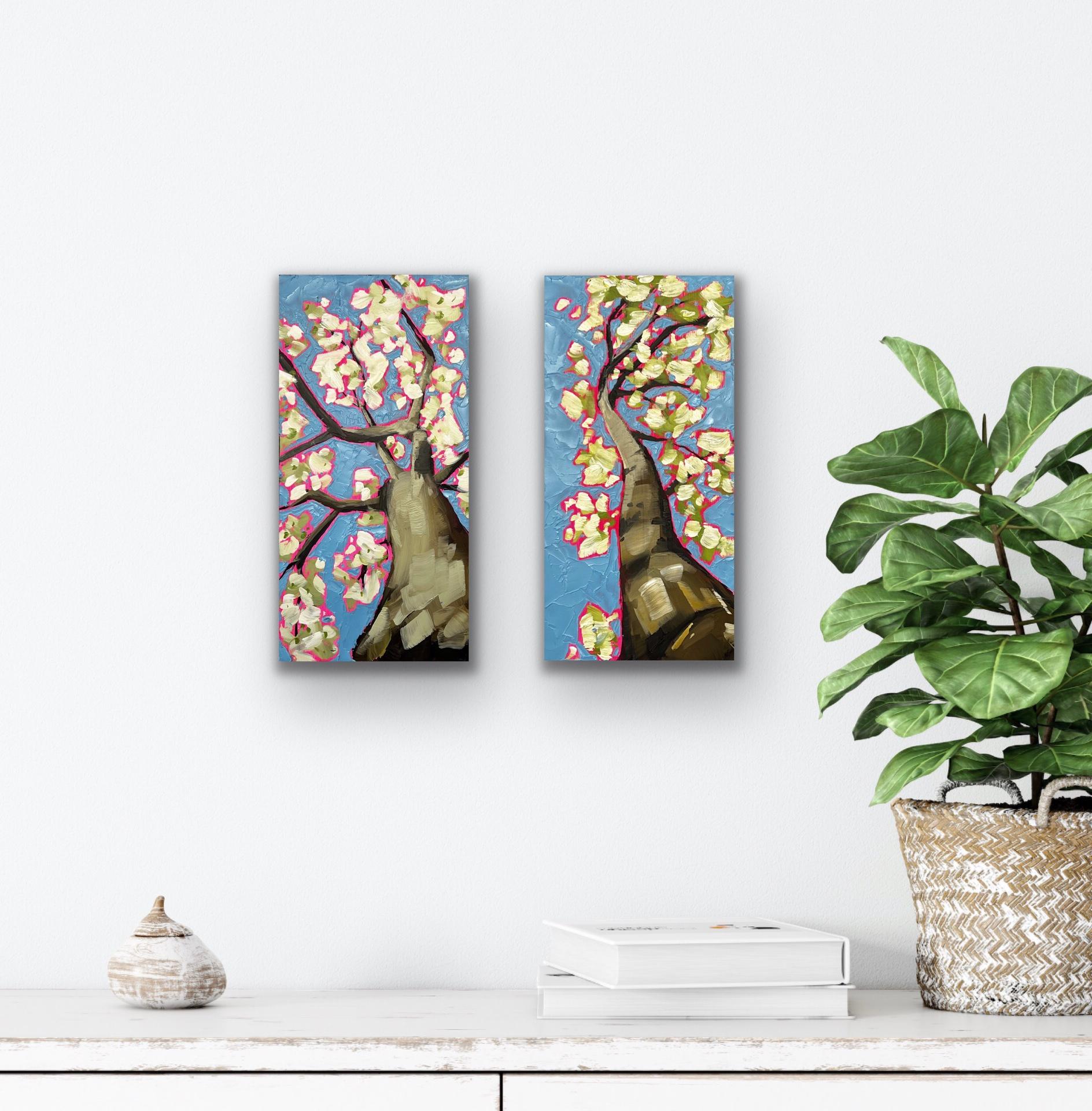 Looking Up Through White Blossoms diptych For Sale 3