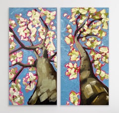 Looking Up Through White Blossoms diptych