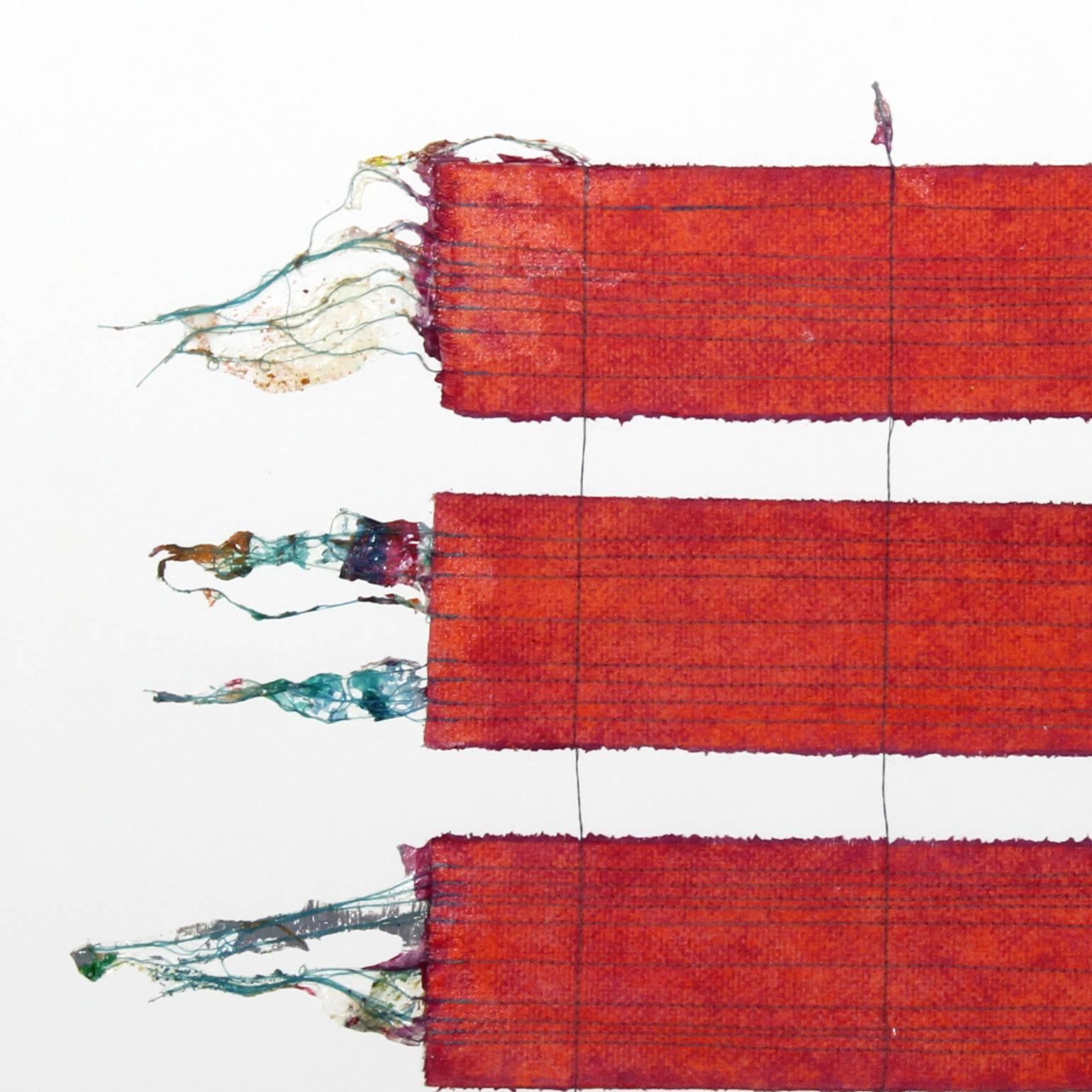 Días rojos de primavera, collage abstracto en técnica mixta sobre papel de Emily Fuller en venta 1