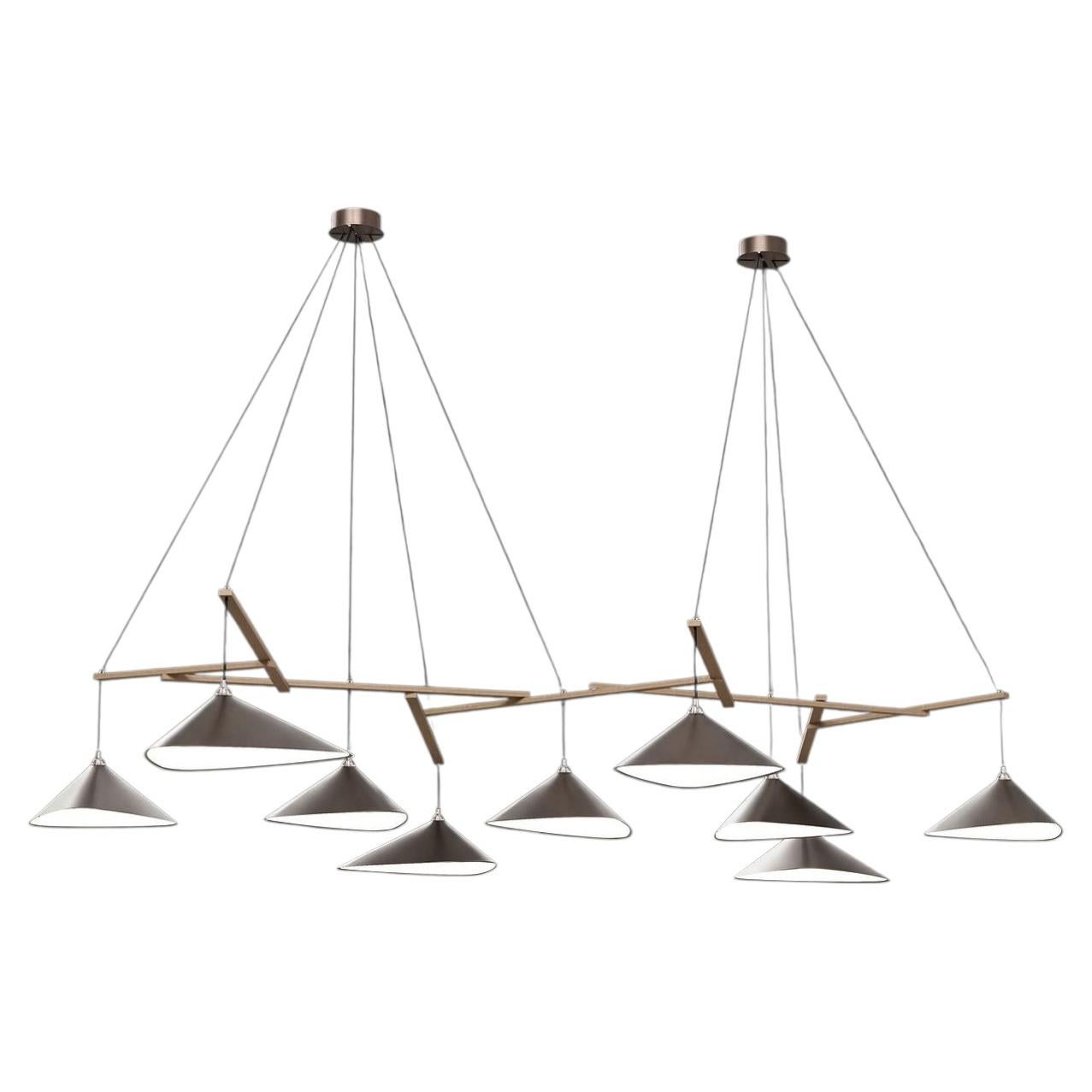 Emily Gruppe von Neun Kronleuchter in Stahl mit dunklen Bronze-Finish von MOSS Objects