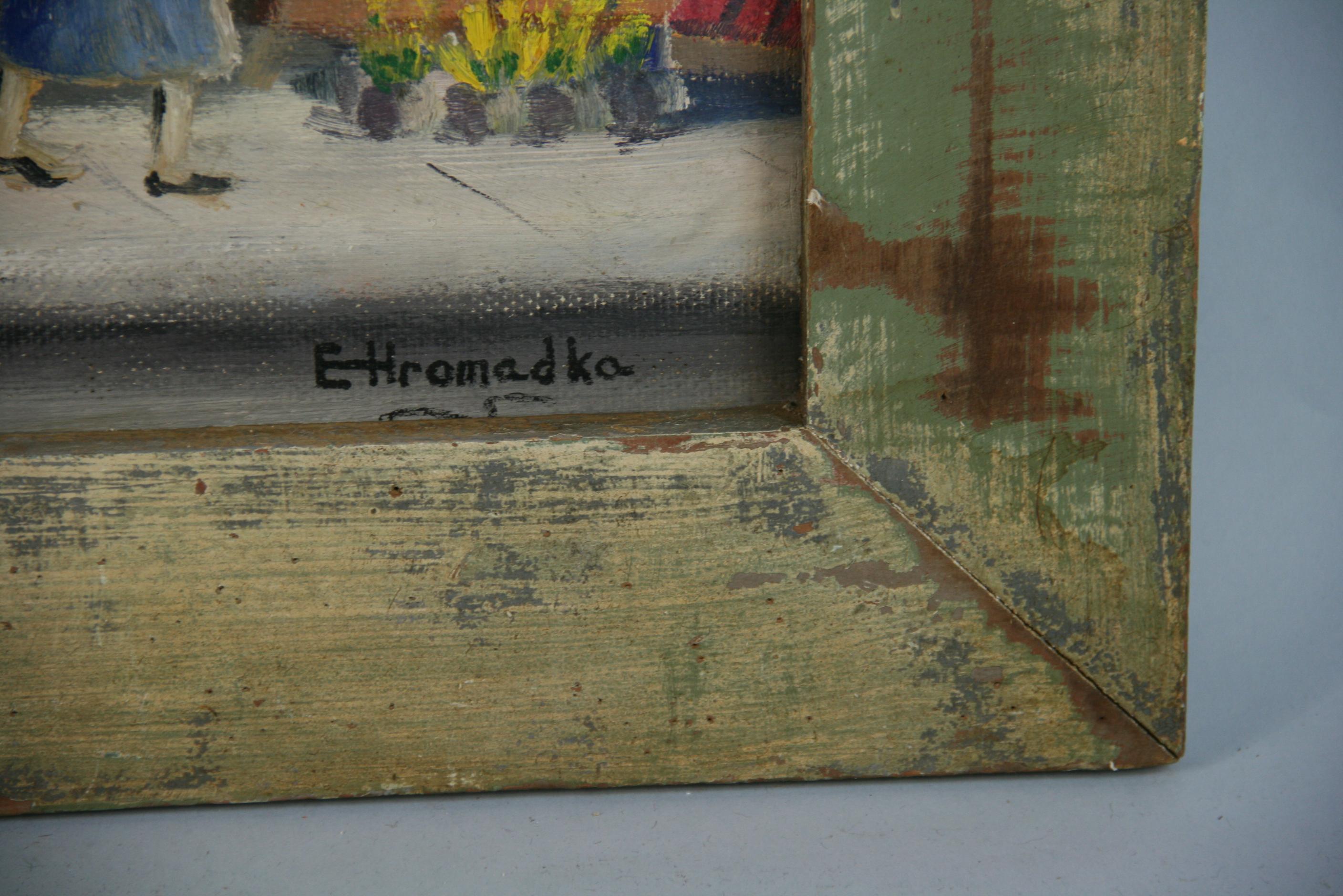 Antique Folk Art Figurative  Oil Painting 