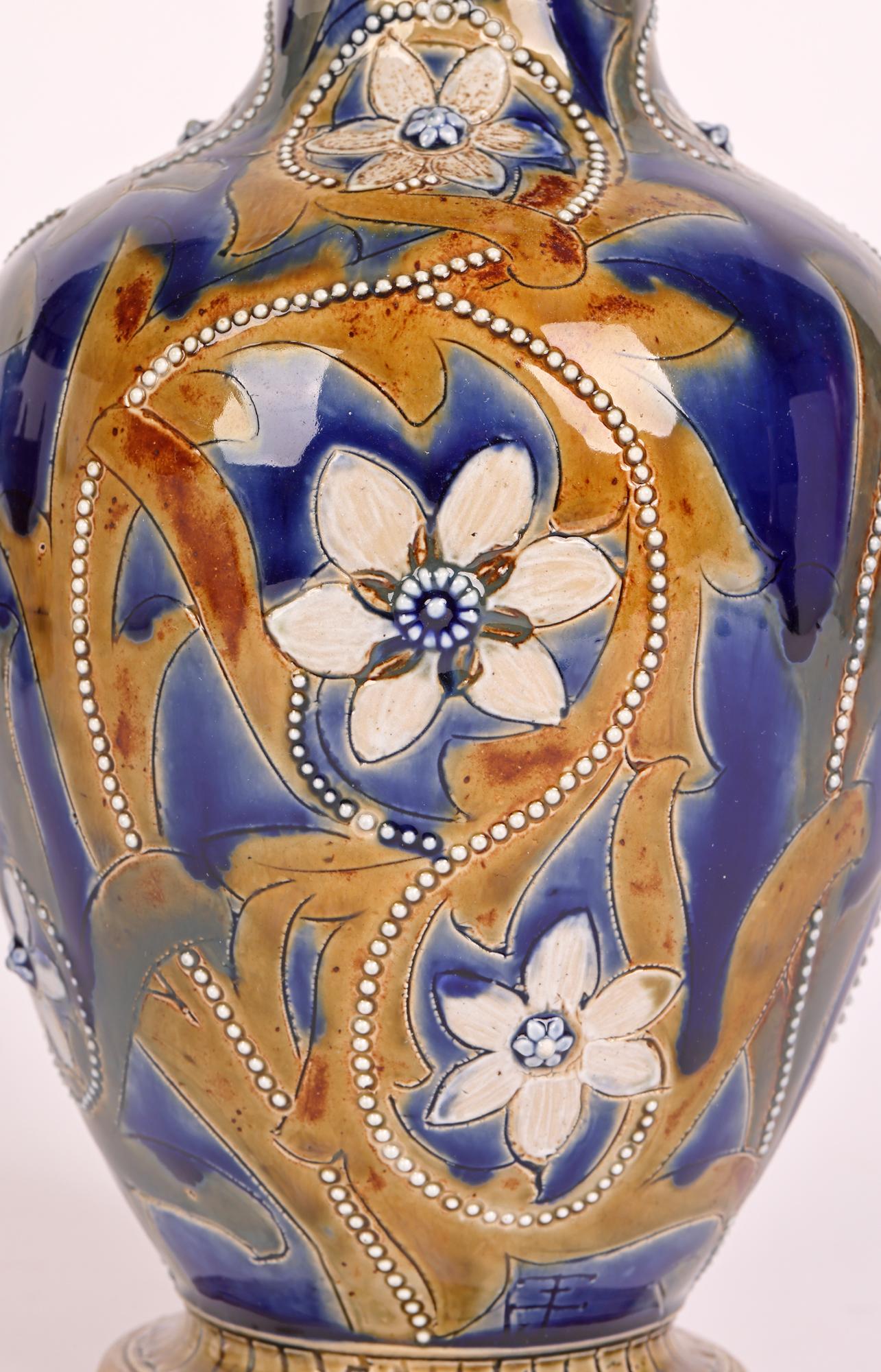 Aesthetic Movement Emily J Edwards Rare & Important Doulton Lambeth Floral Design Vase