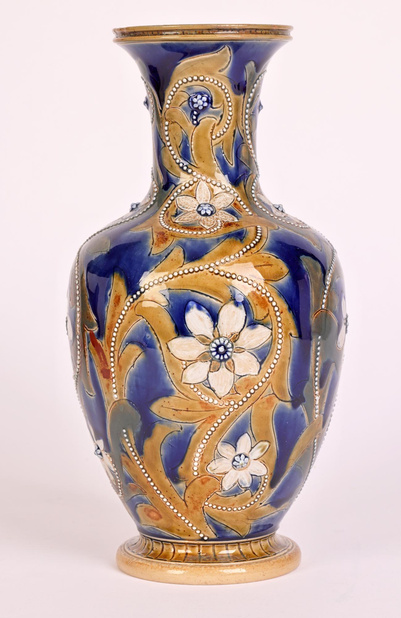 Glazed Emily J Edwards Rare & Important Doulton Lambeth Floral Design Vase