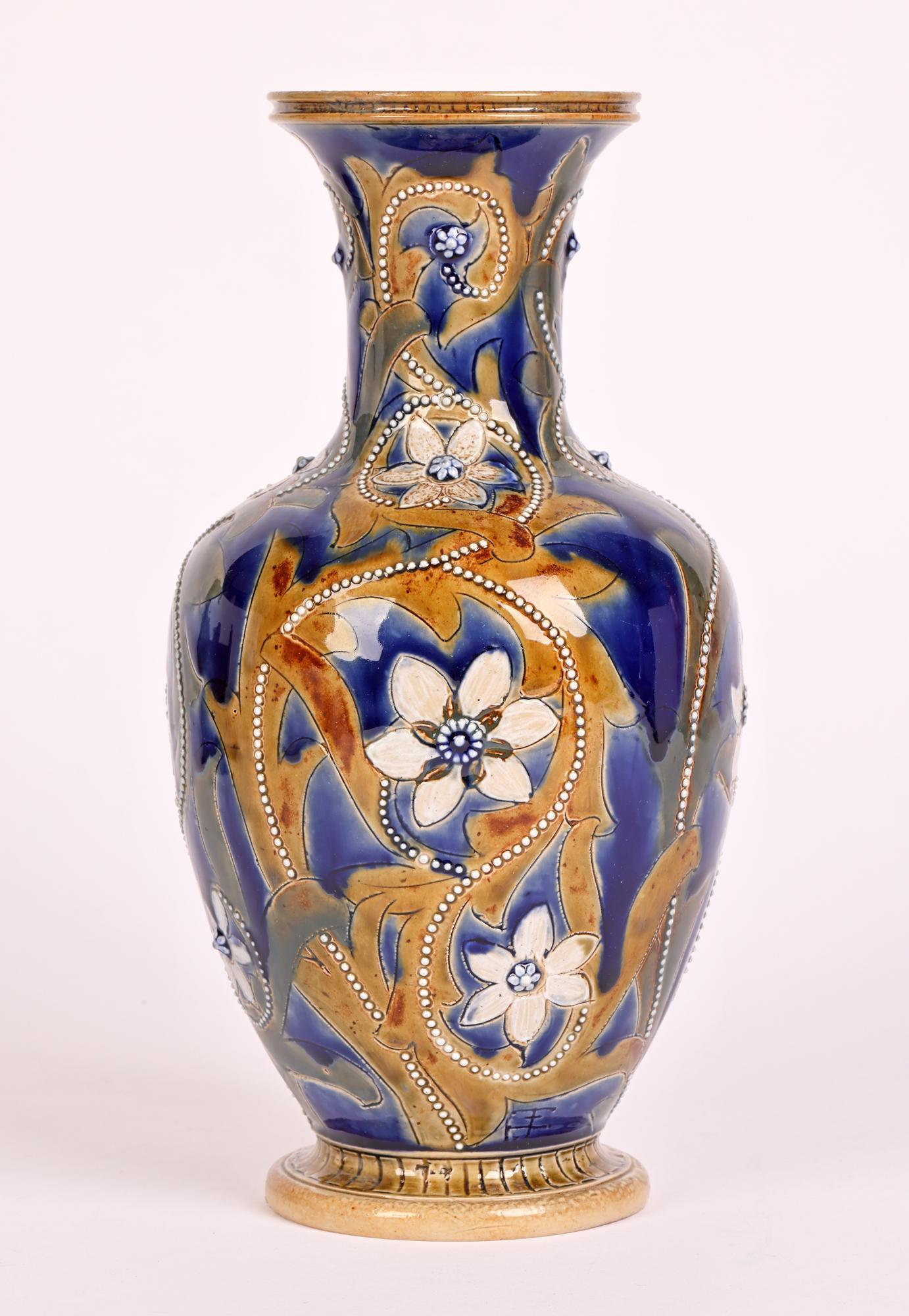 Late 19th Century Emily J Edwards Rare & Important Doulton Lambeth Floral Design Vase