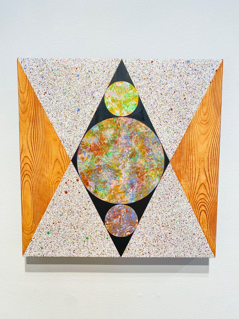 Three Expanding Bodies or Marble Bowling Balls - Painting by Emily Joyce