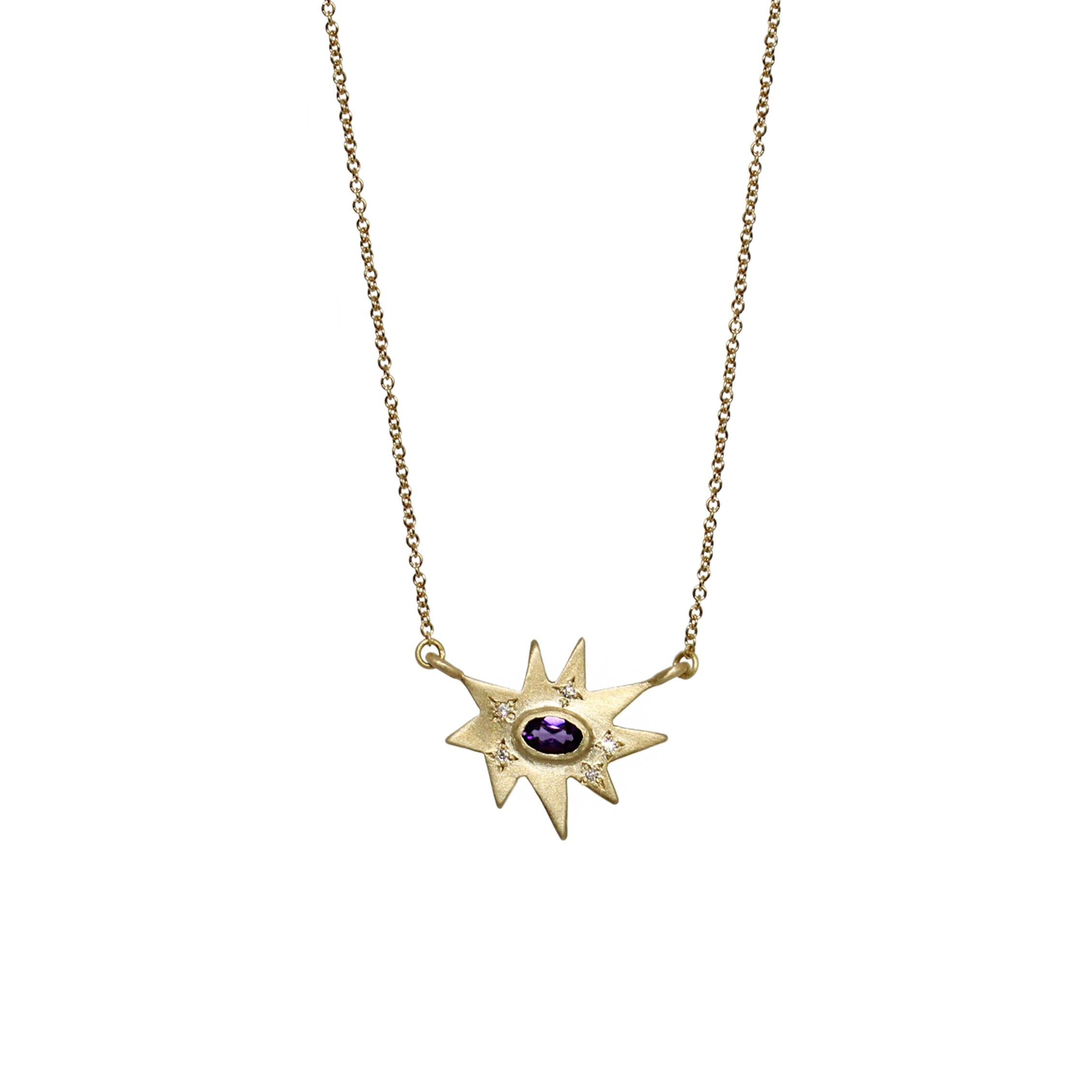 Emily Kuvin Amethyst- und Diamant-Gold-Stern-Halskette