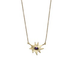 Emily Kuvin Amethyst and Diamond Gold Star Necklace