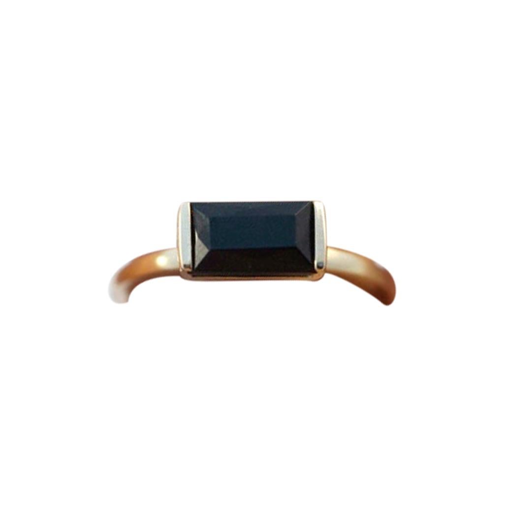 Emily Kuvin Black Onyx and 14 Karat Yellow Gold Ring For Sale