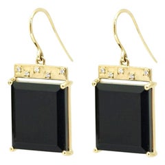 Emily Kuvin Black Onyx, Diamond and Gold Tile Earrings Emily Kuvin Black Onyx, Diamond and Gold Tile Earrings