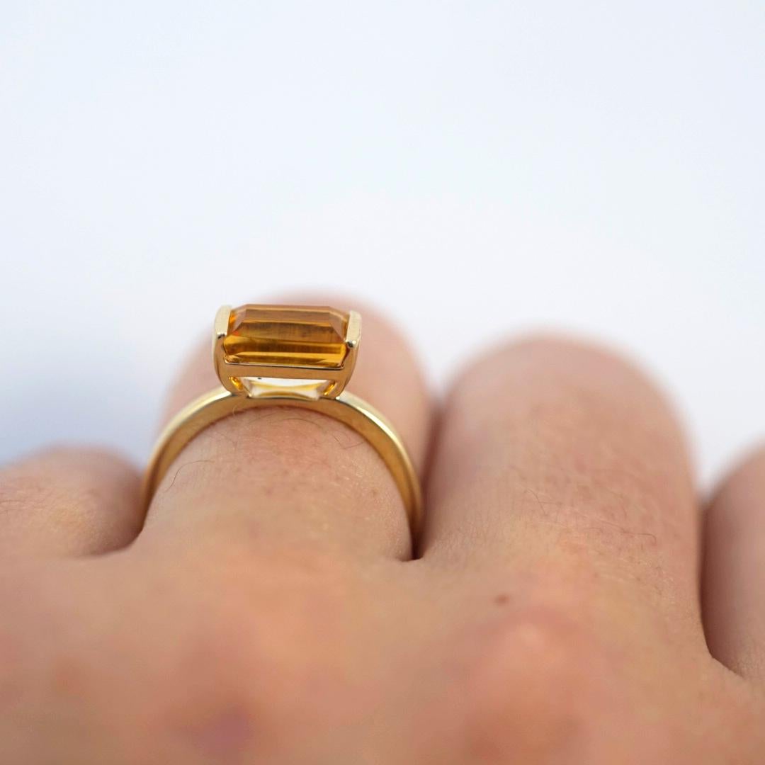 Contemporary Emily Kuvin Citrine and 14 Karat Yellow Gold Ring