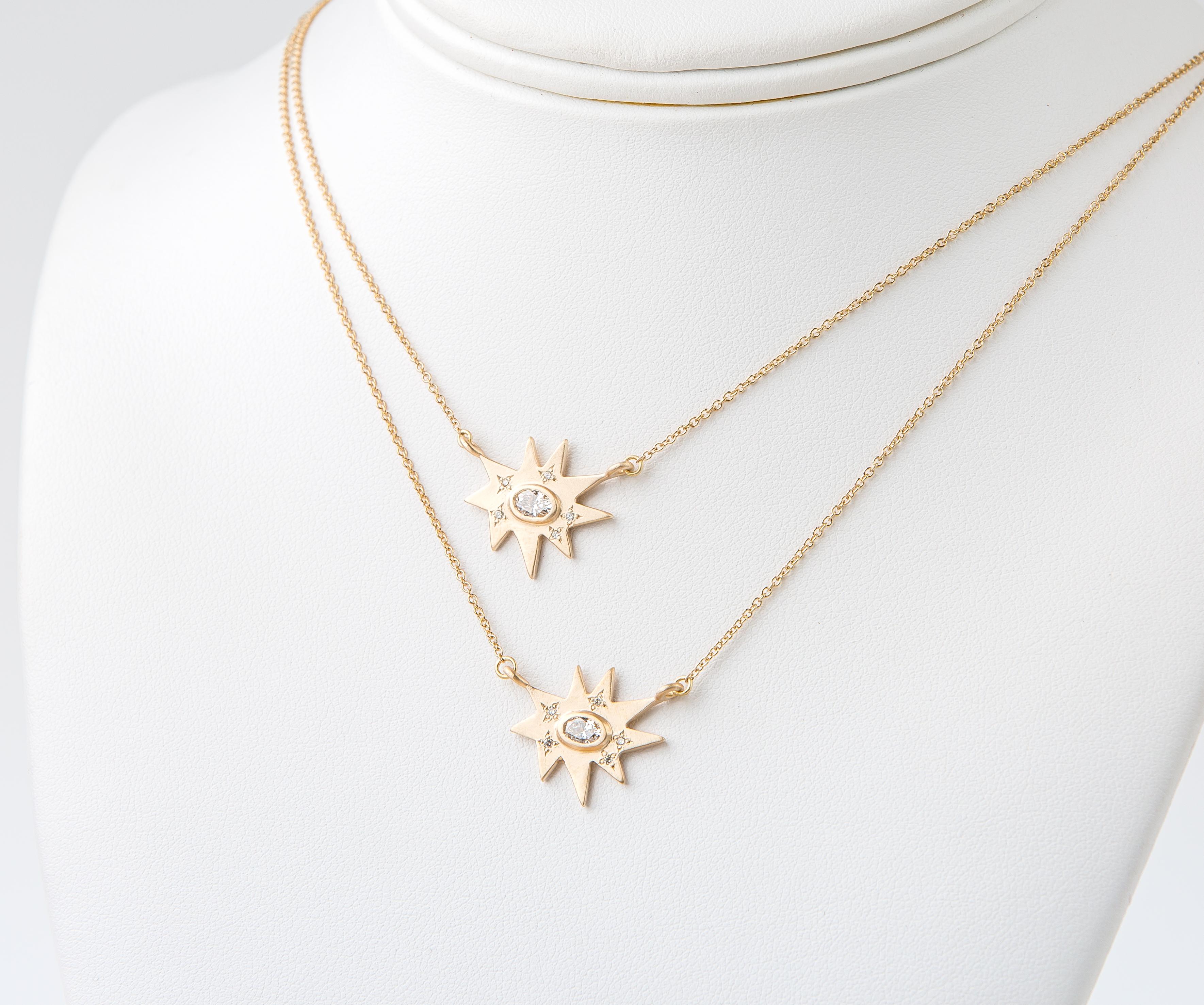 Emily Kuvin Gold- und Diamant-Stern-Halskette (Zeitgenössisch) im Angebot