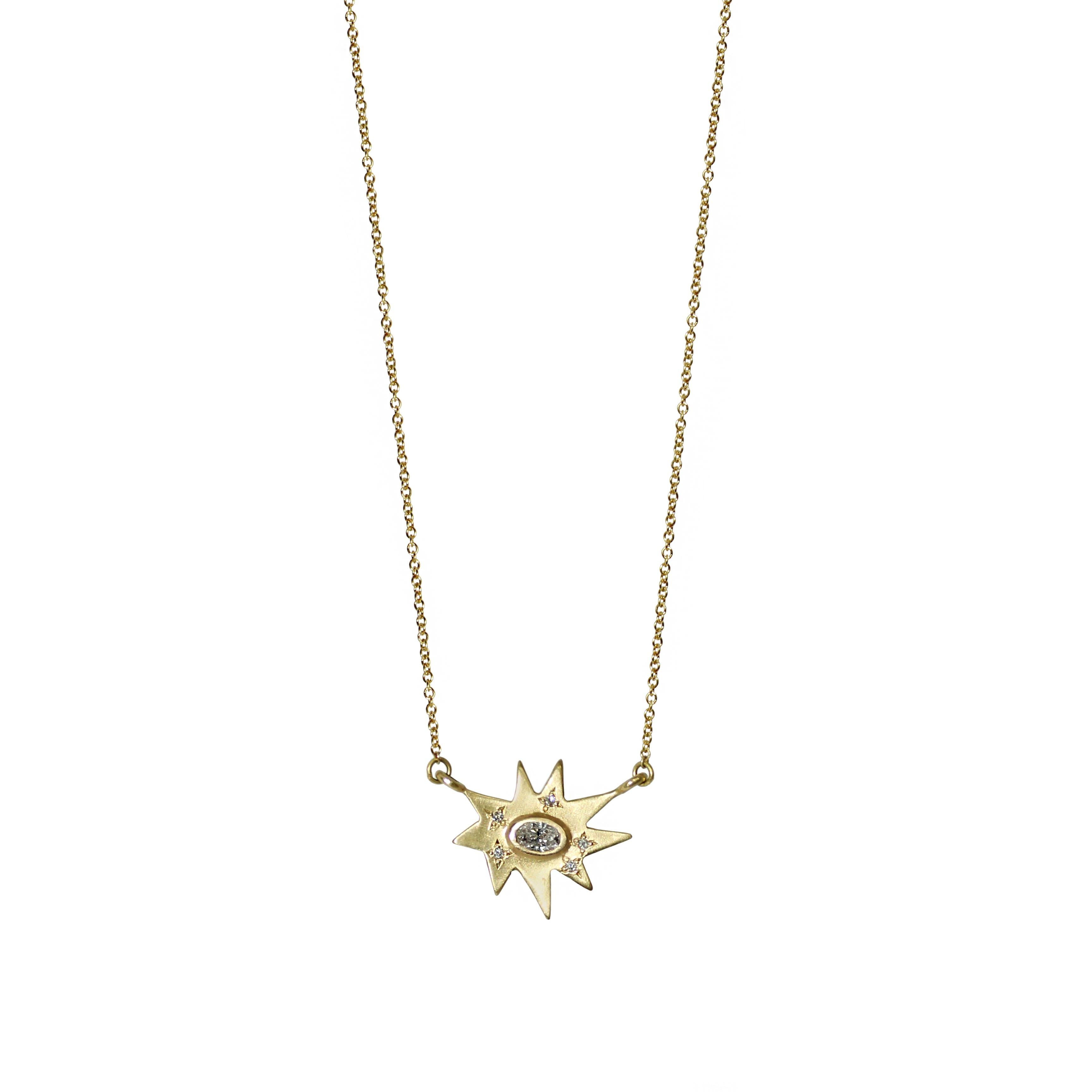 Emily Kuvin Gold- und Diamant-Stern-Halskette im Angebot