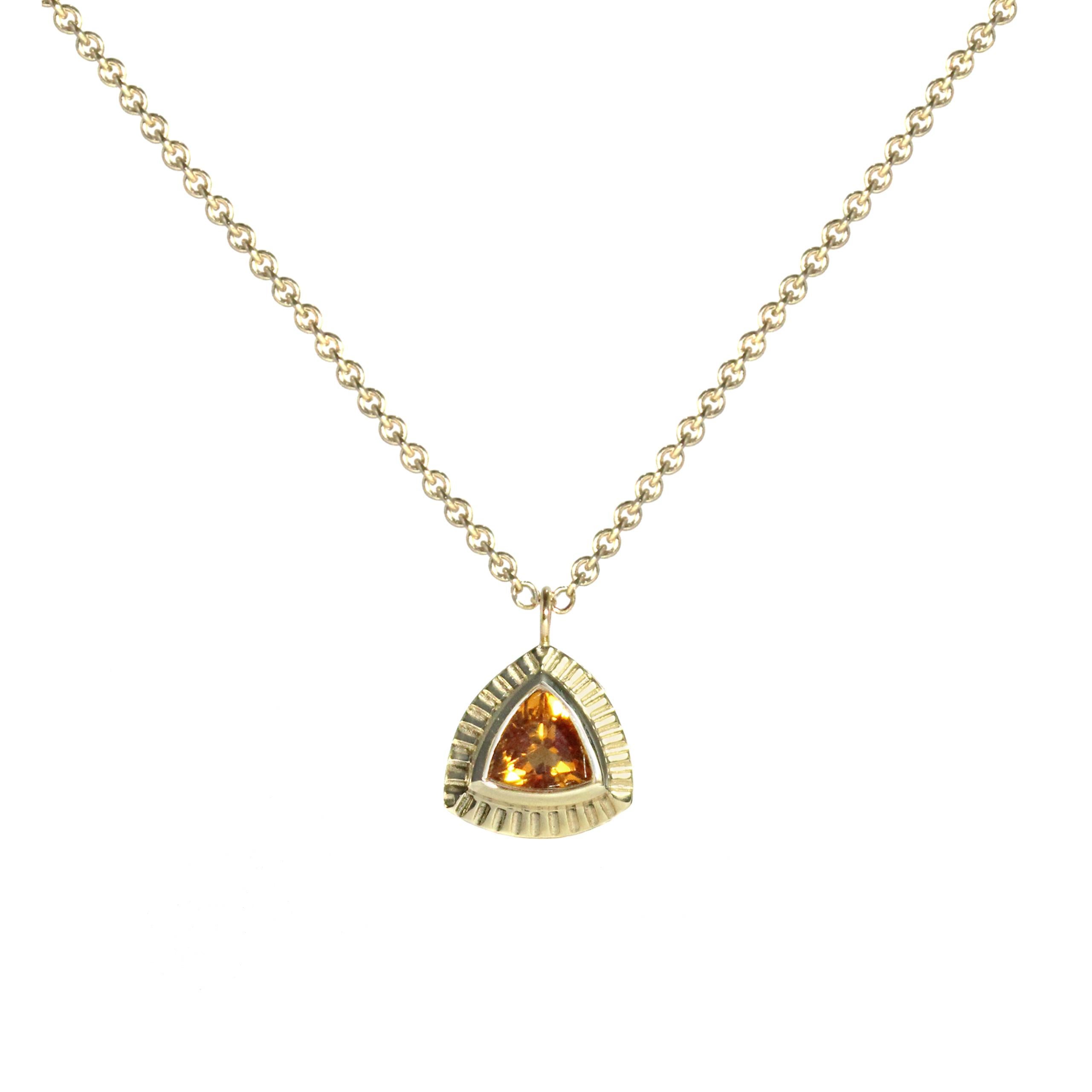 Trillion Cut Emily Kuvin Gold and Green Tourmaline Trillion Necklace