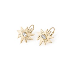 Emily Kuvin Gold and Half Carat Diamond Organic Star Lever Back Earrings