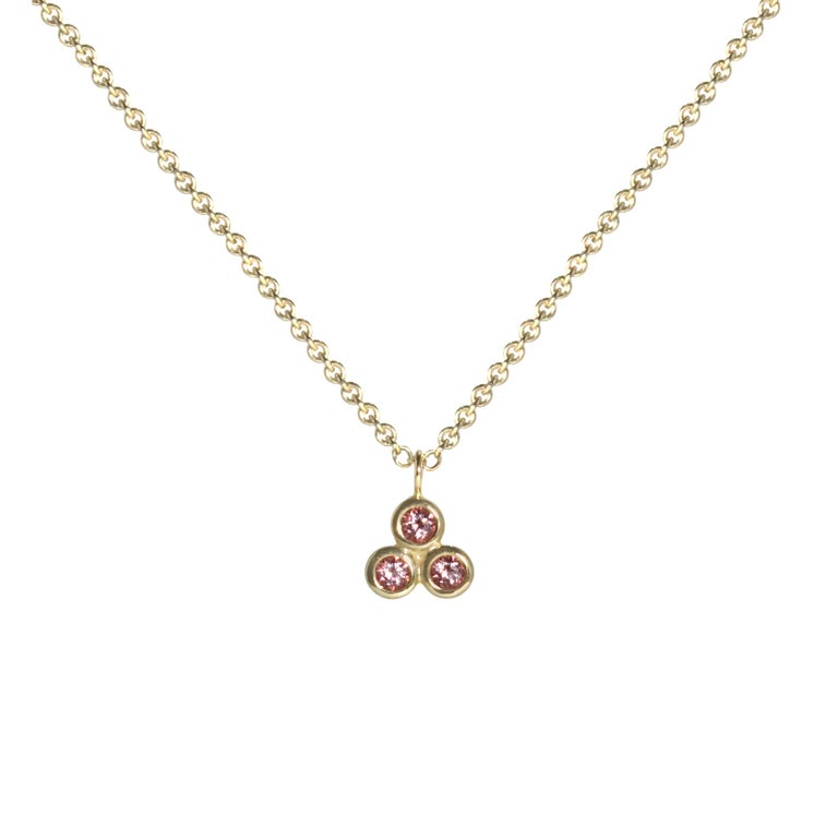 Emily Kuvin Gold and Pink Topaz Dainty Necklace For Sale at 1stDibs