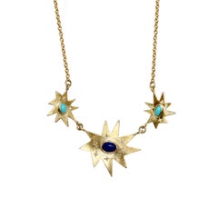 Emily Kuvin, collier fantaisie en or, diamants, lapis et turquoise