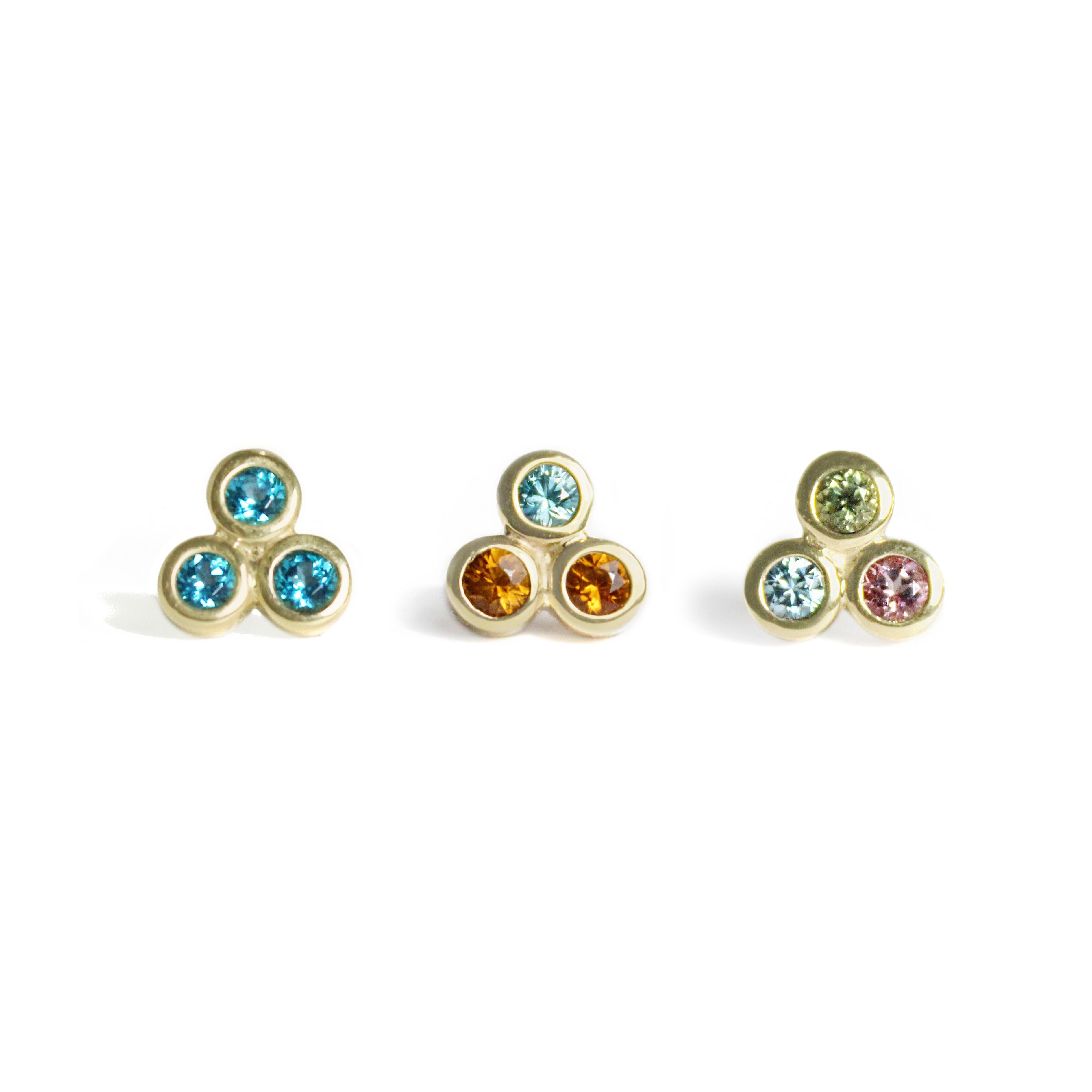 Contemporary Emily Kuvin Gold, Garnet and Zircon Stud Earrings