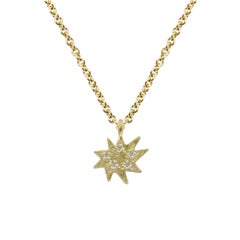 Emily Kuvin Mini Stella Gold and Diamond Organic Star Necklace, Alone or Layered