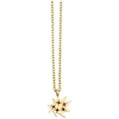 Emily Kuvin Mini Stella Gold and Ruby Star Necklace