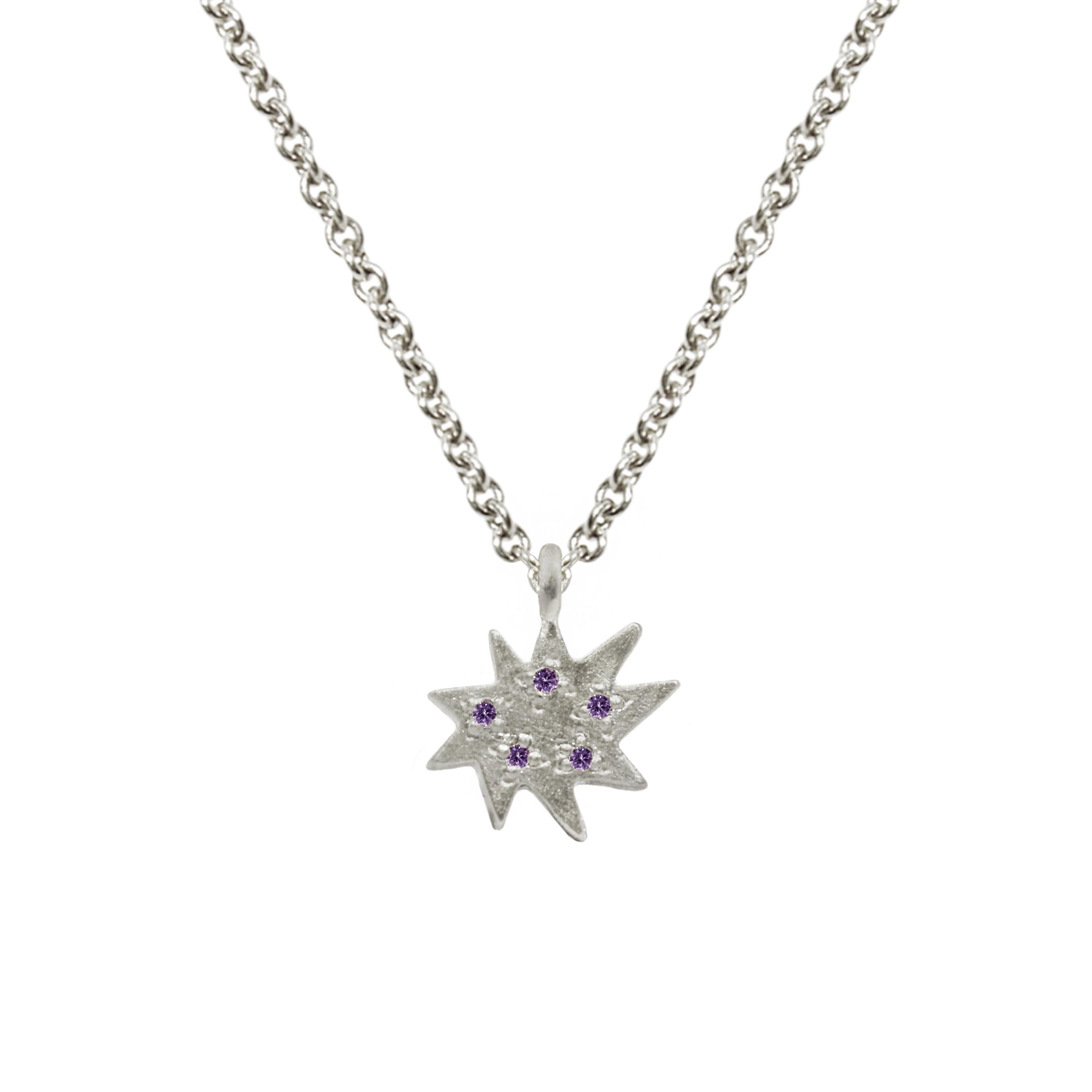 Emily Kuvin Mini Stella Silver and Amethyst Star Dainty Layering Necklace