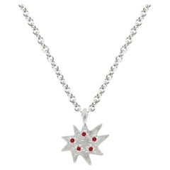 Emily Kuvin Mini Stella Silver and Ruby Star Necklace