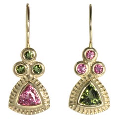 Emily Kuvin Reverse Two Color Gold and Tourmaline Earrings