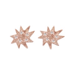 Emily Kuvin Rose Gold and Diamond Star Shape Mini Stella Stud Earrings