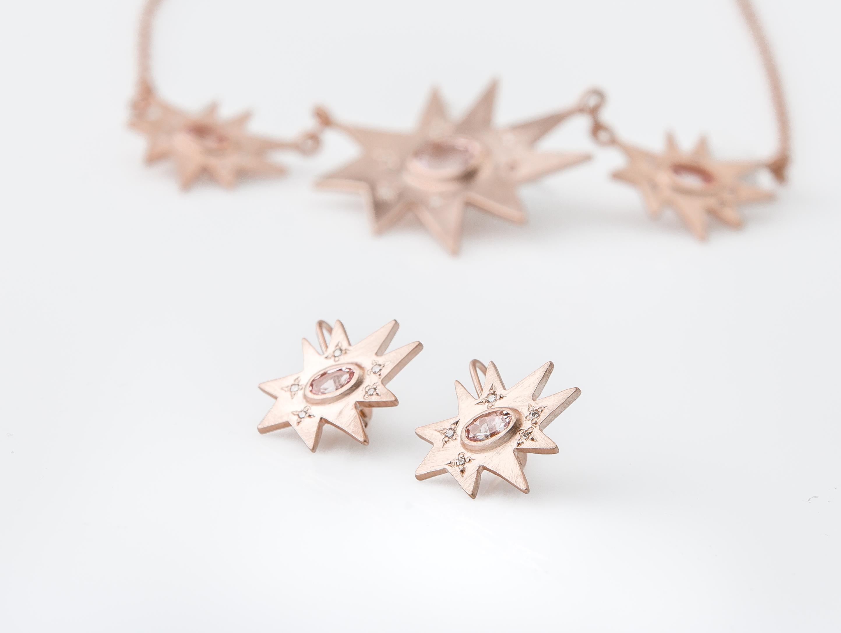 Women's Emily Kuvin Rose Gold, Morganite and Diamond Organic Star Shape Pendant Necklace