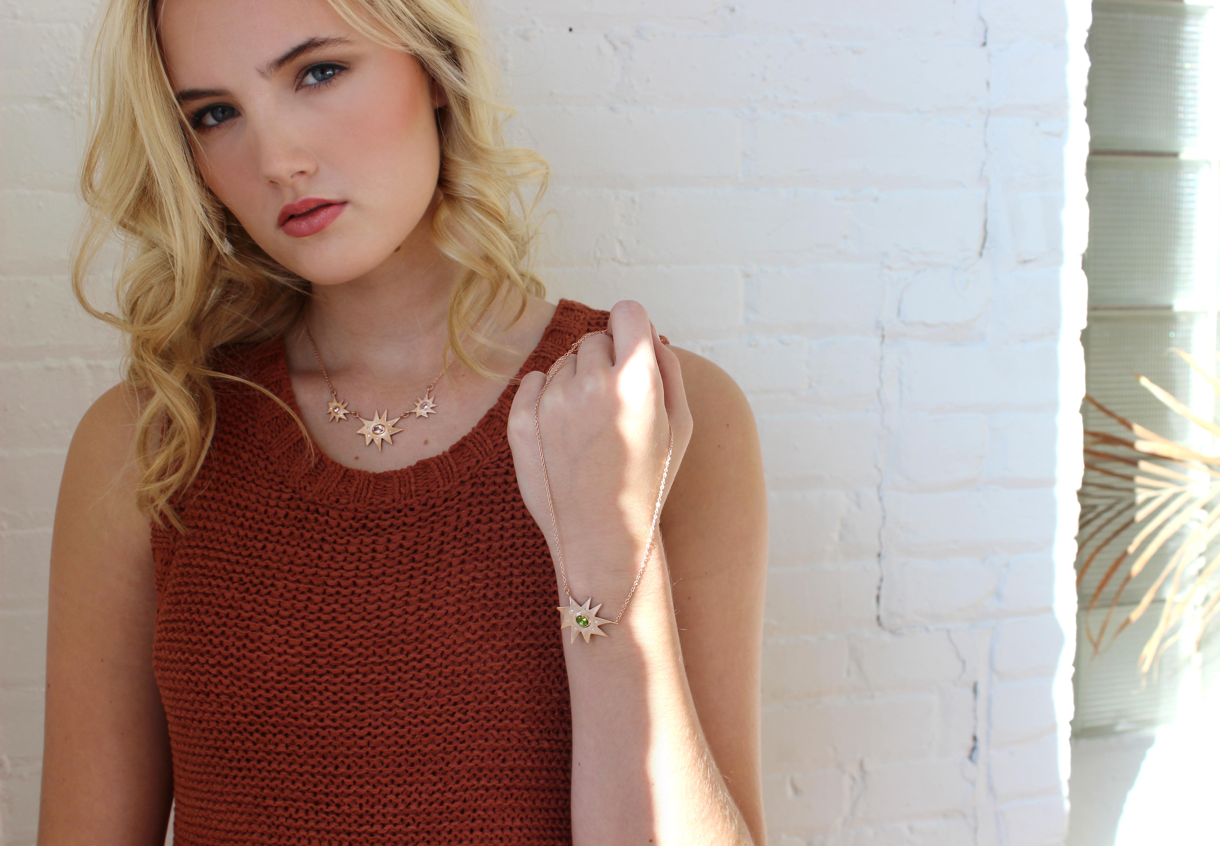 Emily Kuvin Rose Gold, Morganite and Diamond Organic Star Shape Pendant Necklace 1