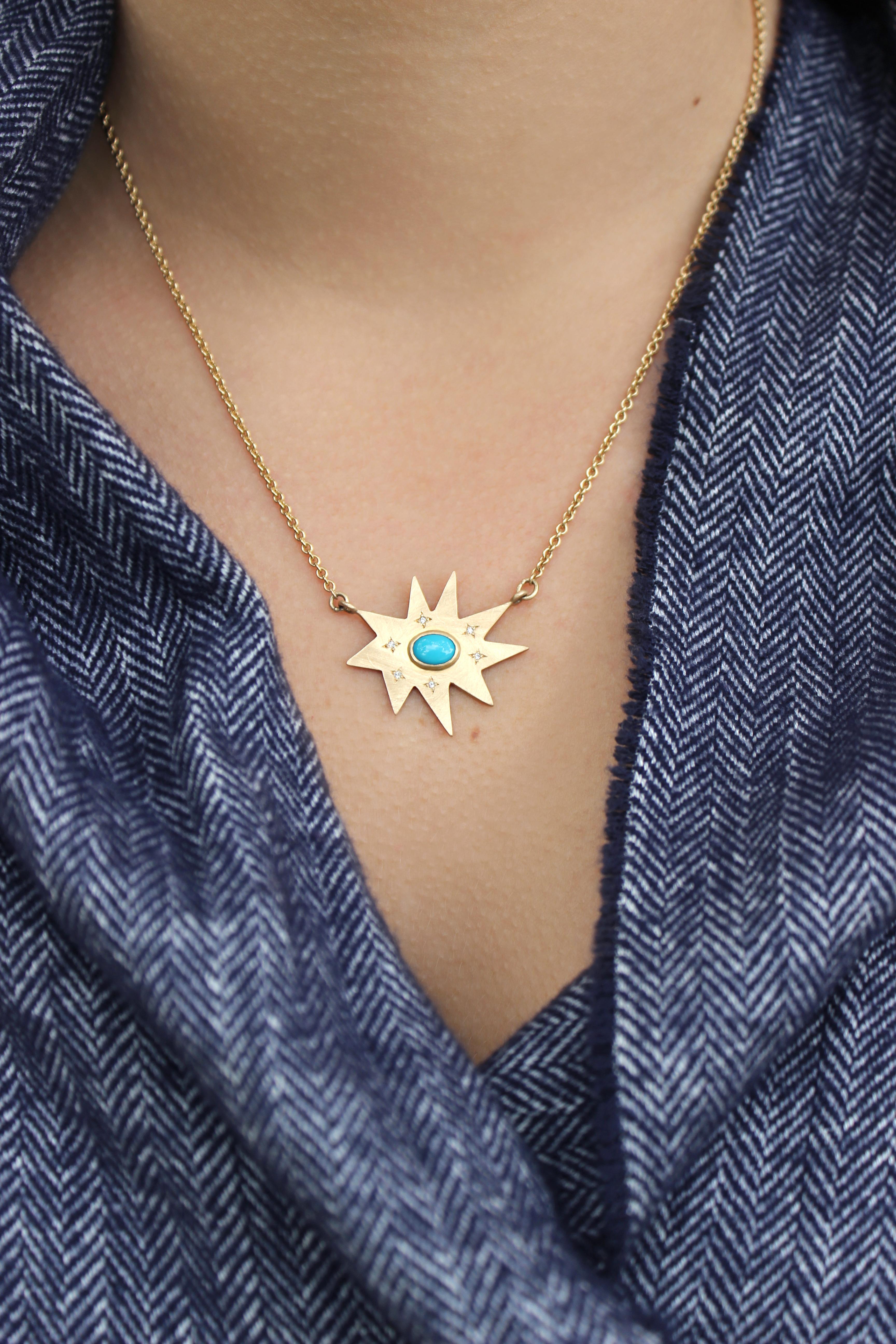 Emily Kuvin Rose Gold, Morganite and Diamond Organic Star Shape Pendant Necklace 2