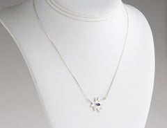 Emily Kuvin Silver Organic Star Shape Necklace with Diamonds and Amethyst