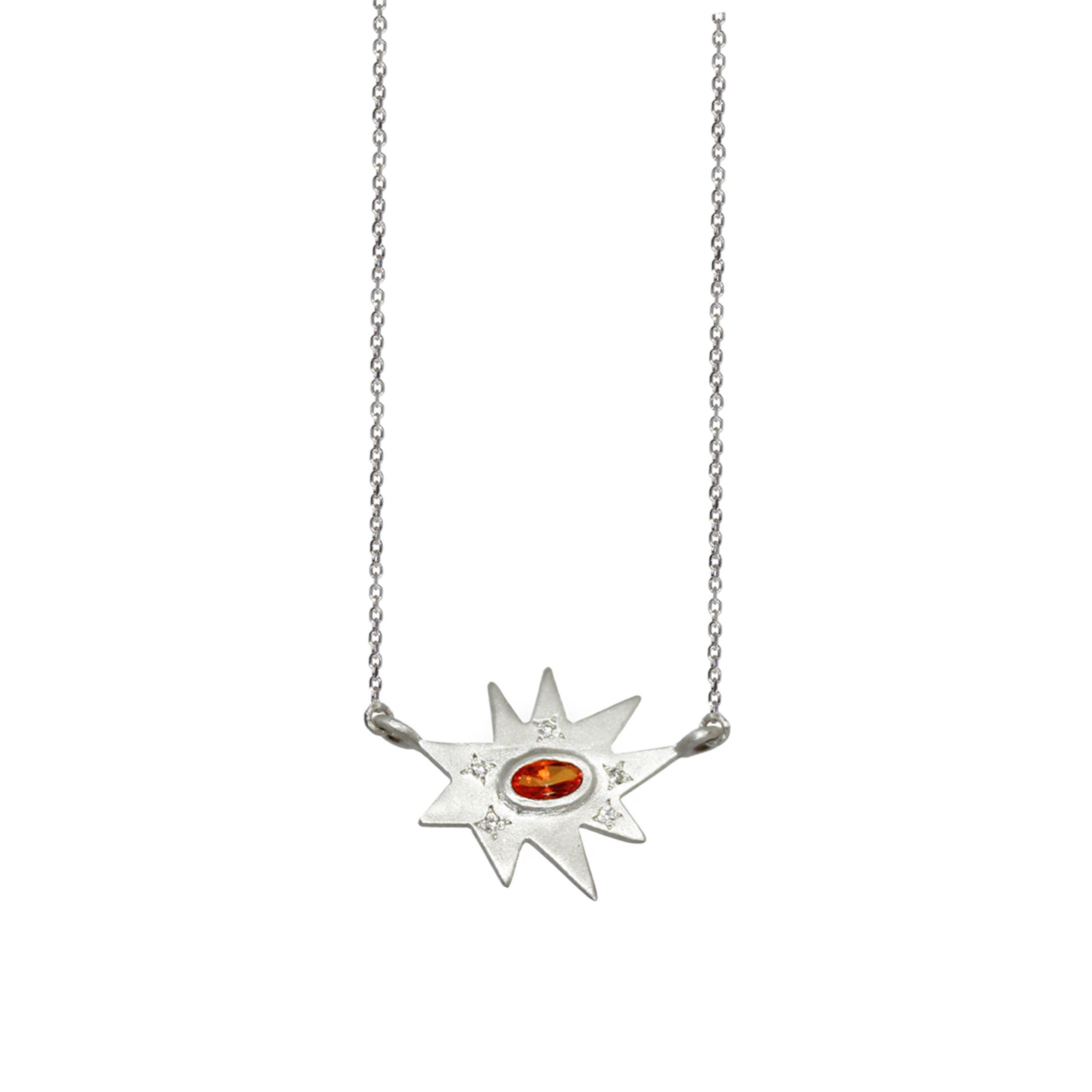 Emily Kuvin Silver Star Necklace with Diamonds and Topaz