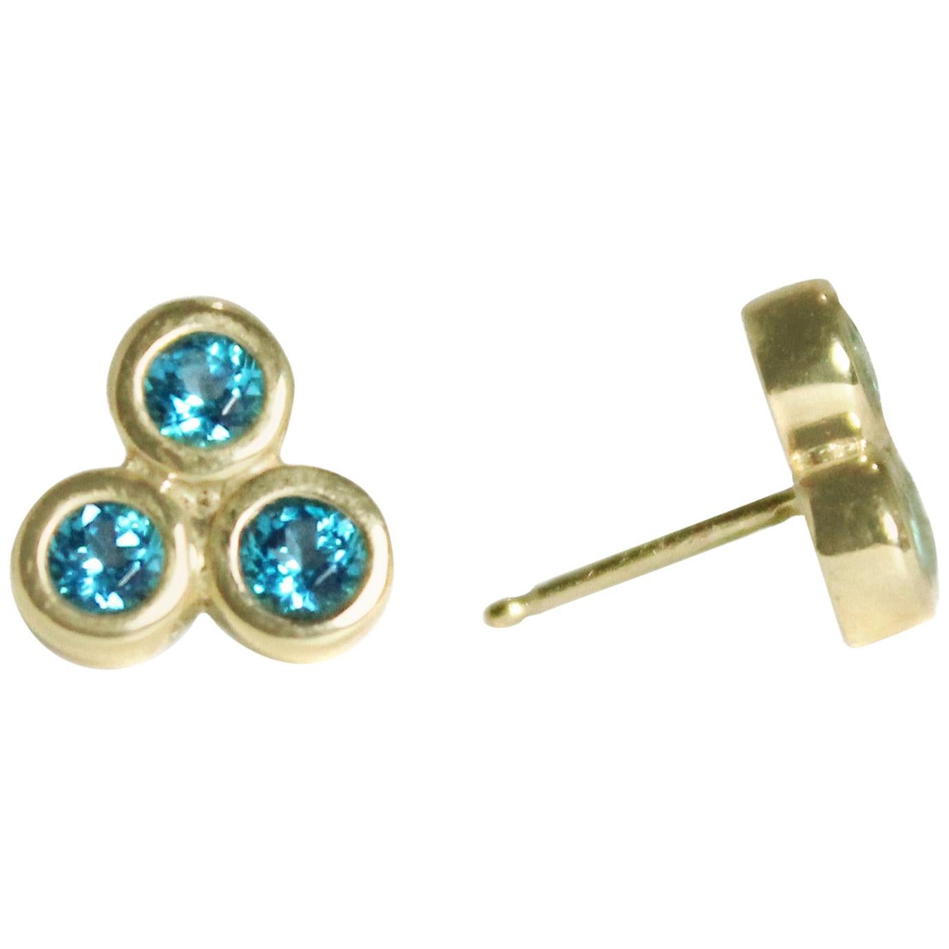 Emily Kuvin Triple Paraiba Topaz and Gold Earrings