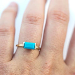 Emily Kuvin Turquoise and 14 Karat Yellow Gold Ring
