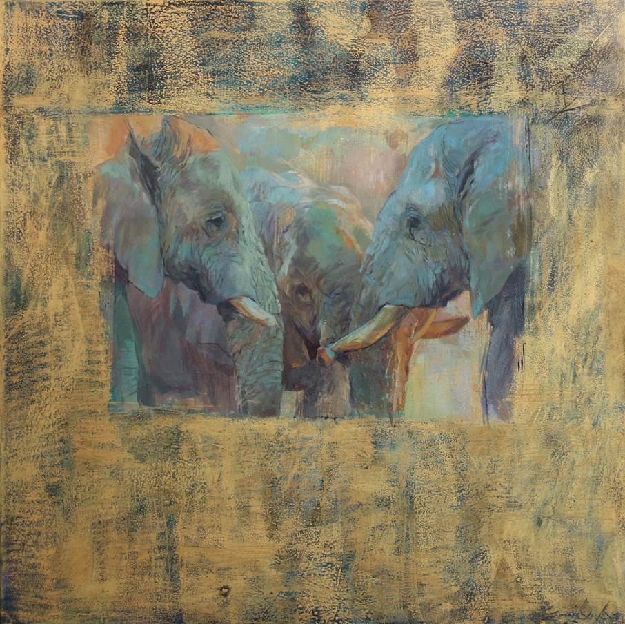Emily Lamb Animal Painting - LUANGWA ELEPHANTS